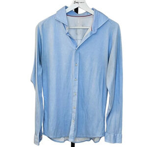 Desoto  Mens Button Down Lightweight Soft Stretch Shirt Size Medium Blue
